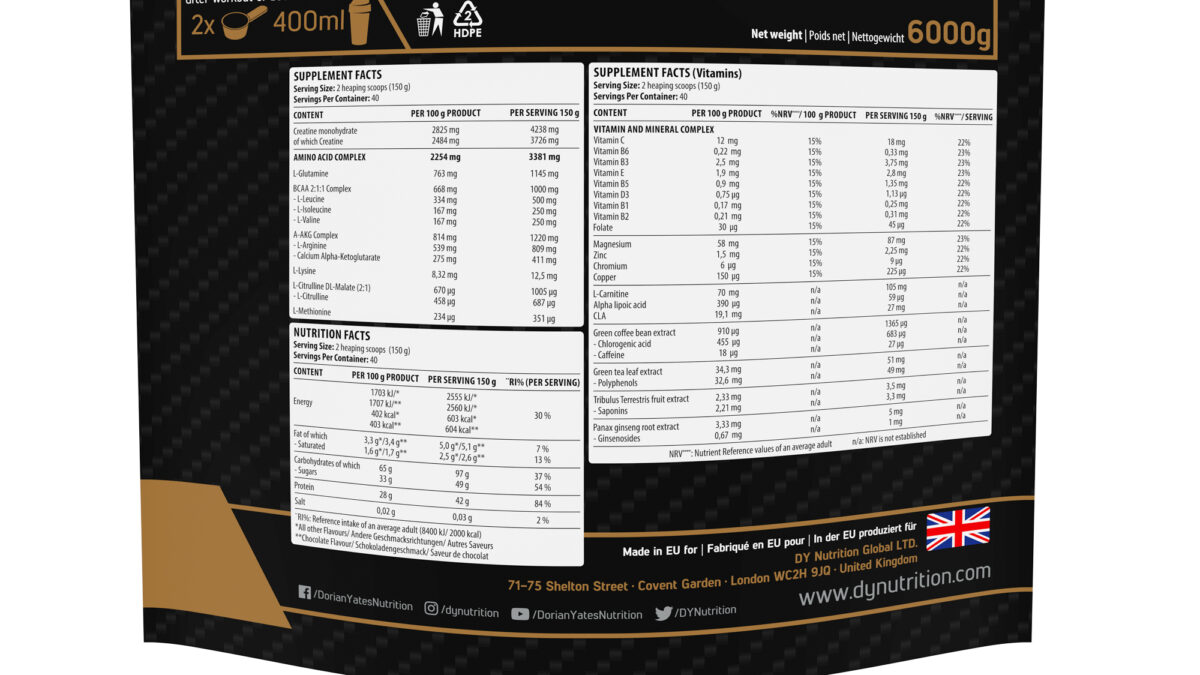 METABOLIC MASS GAINER 6KG (DORIAN YATES) - Image 2
